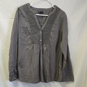 GAP Charcoal Blouse with Textured Neckline